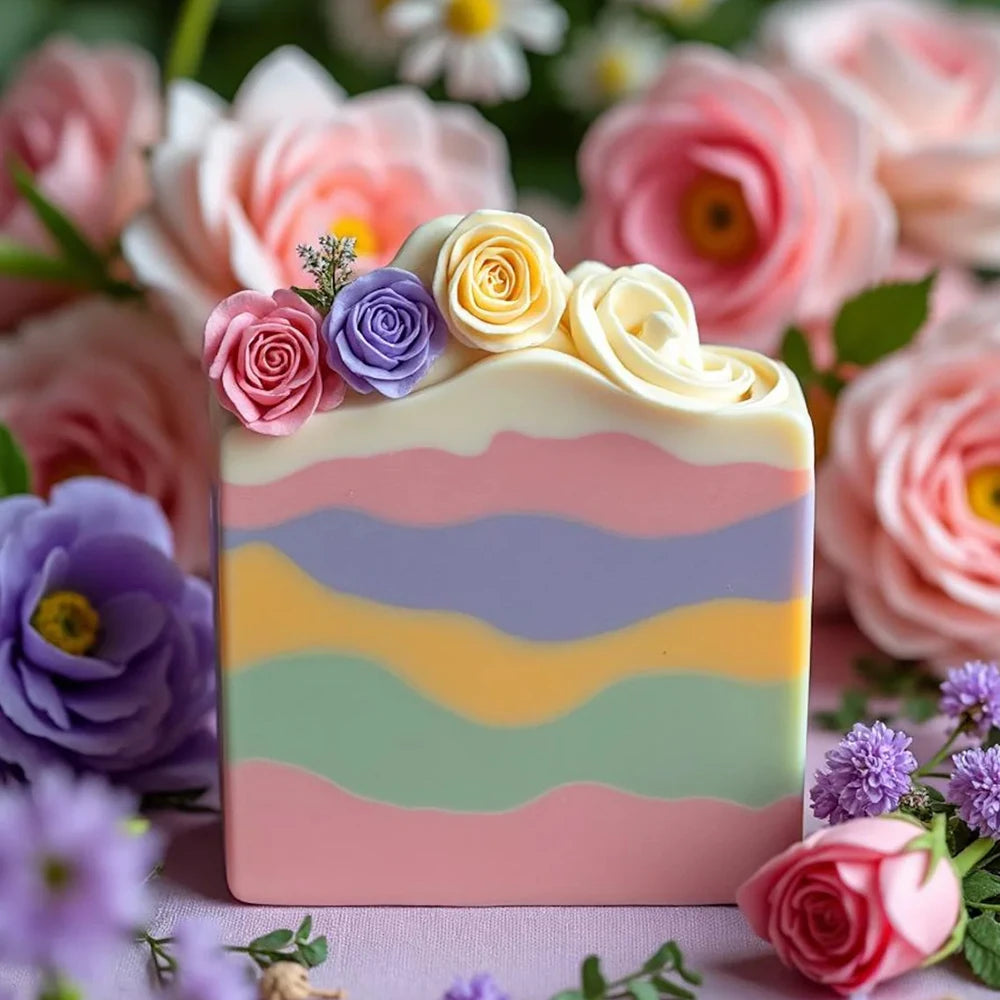 Silicone Wooden Box Soap Mold Making Kit DIY Artistic Soap Making Mold with Flexible Rectangle Floral Flower Embossing Mat