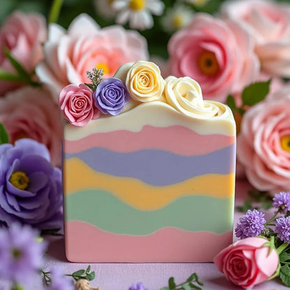 Silicone Wooden Box Soap Mold Making Kit DIY Artistic Soap Making Mold with Flexible Rectangle Floral Flower Embossing Mat