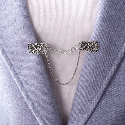 Women Carved Flower Cardigan Sweater Blouse Shawl Clips Shirt Collar Shawl Brooch Retro Duck Clip Clasps Charm Accessories Gi