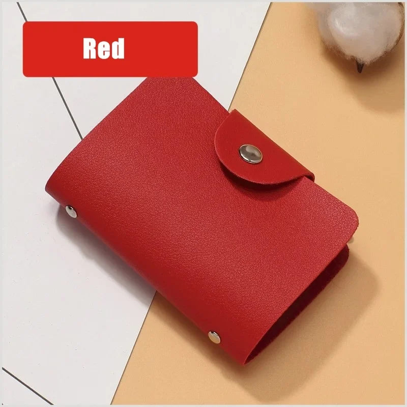 Business Card Holder Anti-theft ID Credit Card Holder Fashion Women's 24 Cards Slim PU Leather Pocket Case Coin Purse Wallet