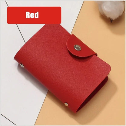 Business Card Holder Anti-theft ID Credit Card Holder Fashion Women's 24 Cards Slim PU Leather Pocket Case Coin Purse Wallet