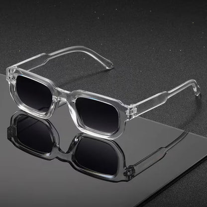 New Men Vintage Rectangle Frame Sunglasses Fashion Retro Sun Glasses Design Glasses UV400 Eyewear Women Goggles - GRAY
