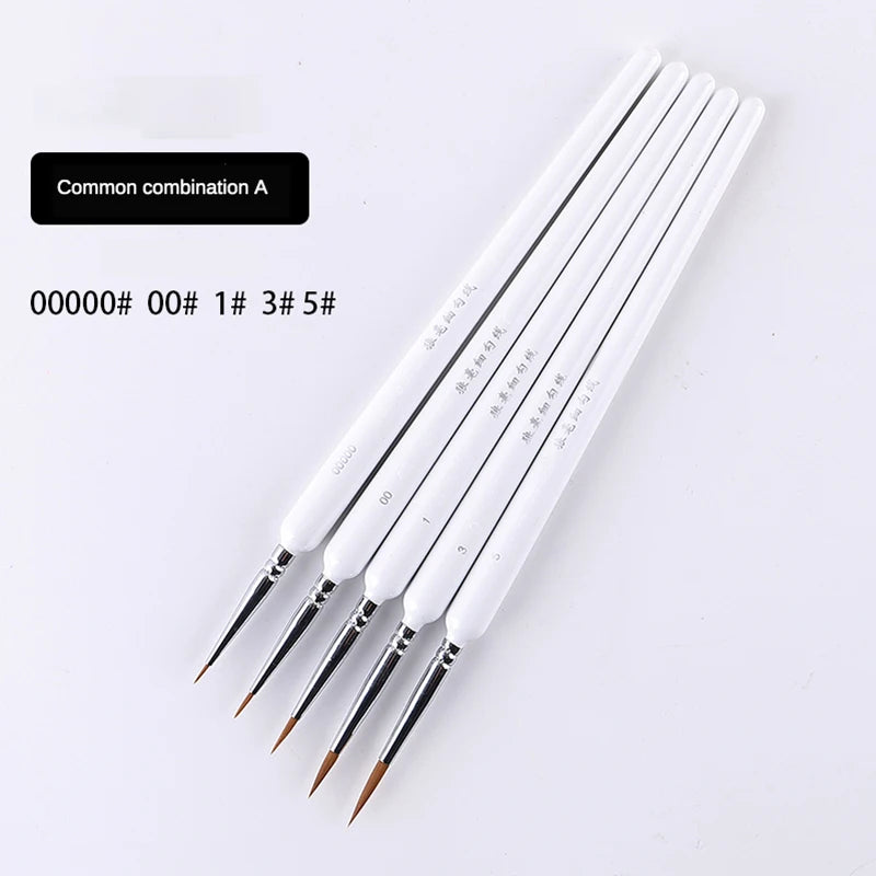 4/5/10pcs Miniature Hook Line Pen Art Painting Brushes Weasel Hair Paint Brush Gouache Watercolor Oil Paint Artists Hand Pain