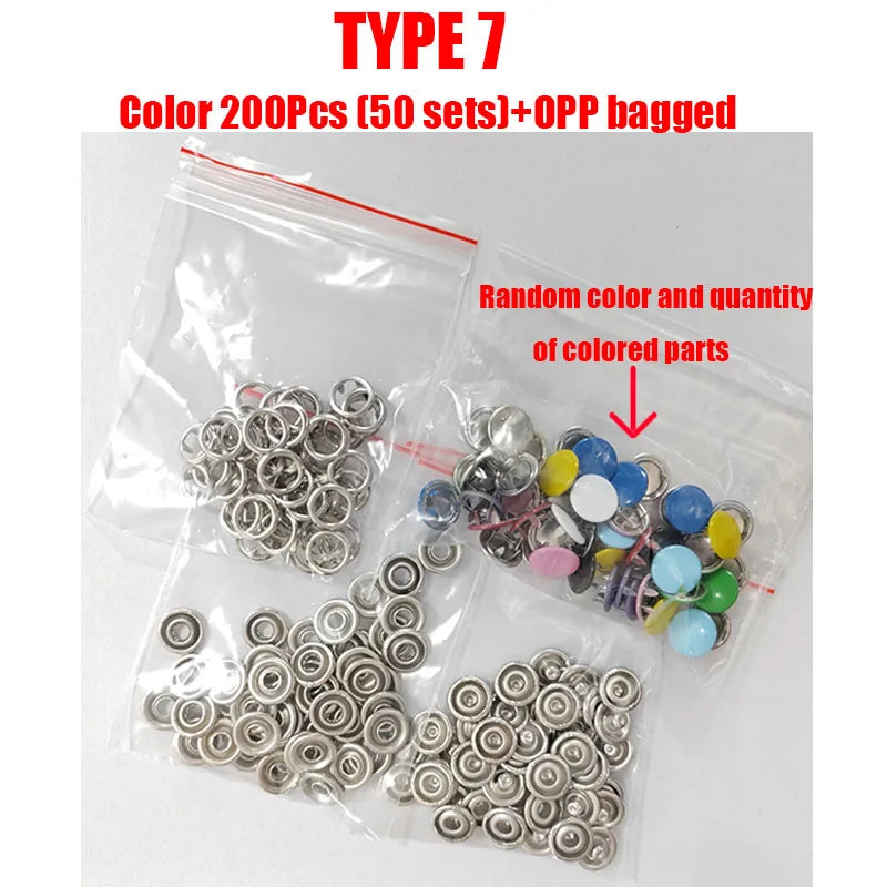 50/100 Metal Prong Snap Button Hollow Press Prong Fastener Studs with Pliers Tool Set Kits for Clothes Garment Sewing Bags Sh