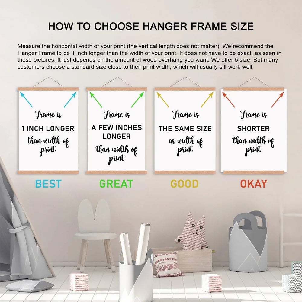 1PC Magnetic Wooden Poster Hanger Frames 5Colors Photos Wall Art Canvas Print Painting Teak Pine Wood Living Room Home Decor