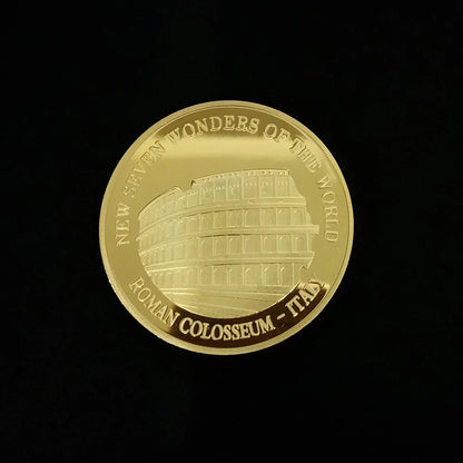 Seven Wonders of The World Coin Collection Gold-plated Commemorative Badge Travel Collection Coin