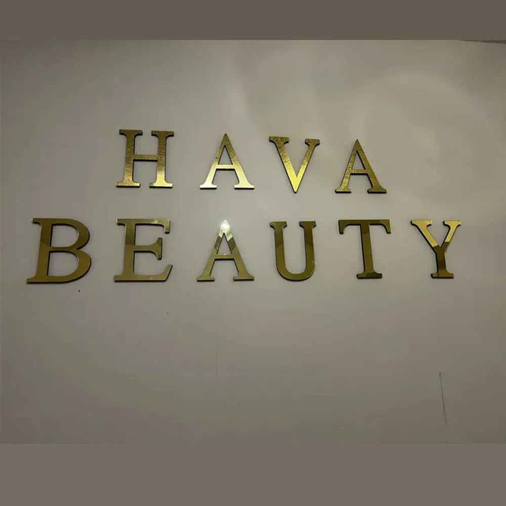 20cm Gold Acrylic Mirror English Letters Wall Stickers Birthday Decoration Festival Party Wedding Decor Self-adhesive Art Mur