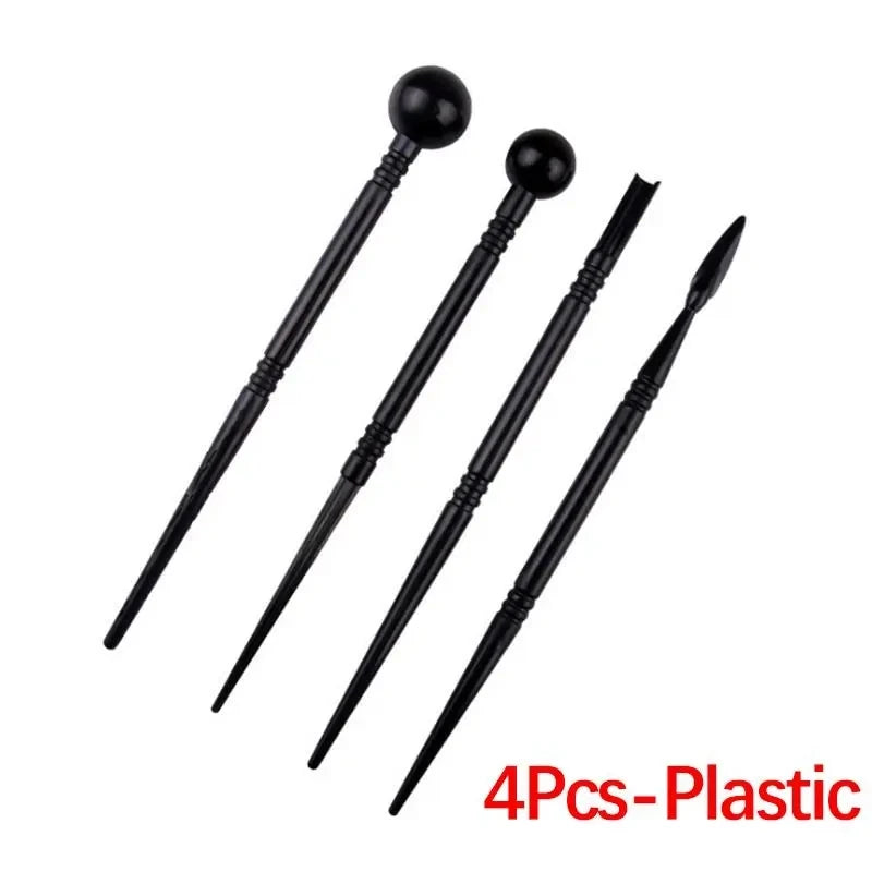 4pcs Sculpture Modeling Tools Clay Tools Dotting Sculpting Modeling ceramics Set Double-Ended Metal Ball Cake Decoration Tool