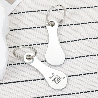  1Pcs Cart Shopping Token Trolley Key Keychain Coin Quarter Grocery Supermarket Holder Keyring Metal Ring Change Unlock Coin