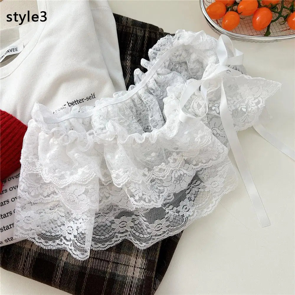 Lace Mini Skirts Women Elegant Sweet Lolita Short Skirts High Waist Y2k Streetwear Ruffle Skirts Lace Trim Butt Curtain Skirt