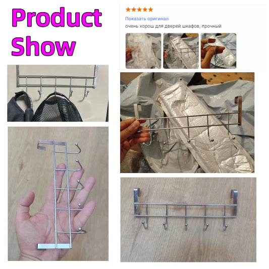 Bold Stainless Steel 5-hook Cabinet Door Back Hook 5 Hooks 24.5x9x2.39 cm Small Door Hooks Room Clothes Towel Storage Holder