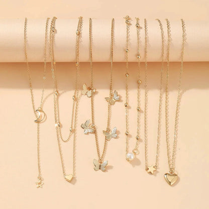 68 Pcs Boho Chic Jewelry Set Vintage Heart Pearl Zircon Butterfly Pendant Earrings Ring Necklace For Women Daily Wear Gifts 2