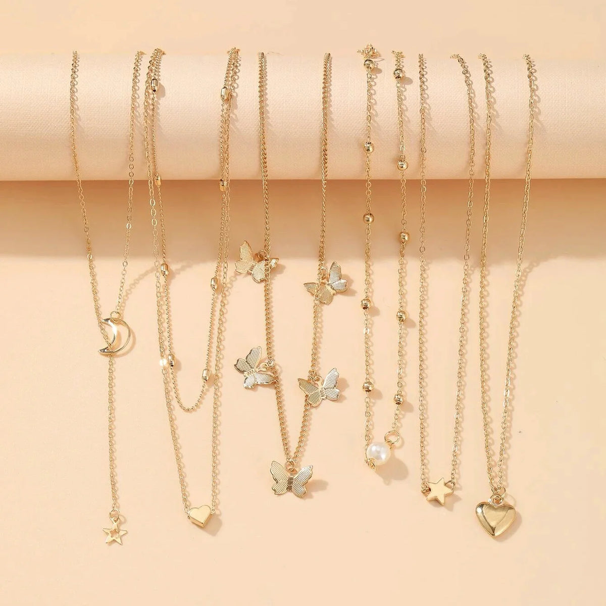 68 Pcs Boho Chic Jewelry Set Vintage Heart Pearl Zircon Butterfly Pendant Earrings Ring Necklace For Women Daily Wear Gifts 2