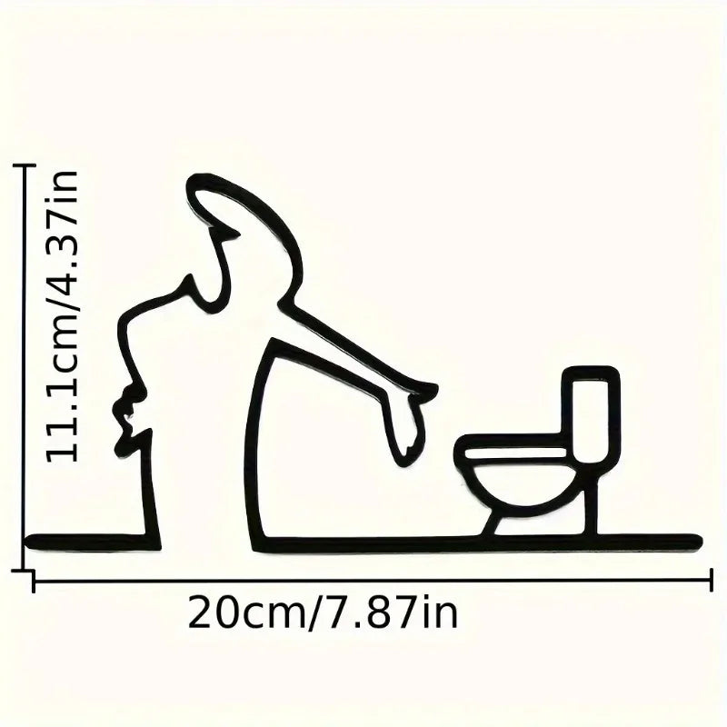 2D Flat, 2D Flat Metal Self-with holes, Black Frame Modern Home Decor for Bathroom - Easy to Install Wall Art
