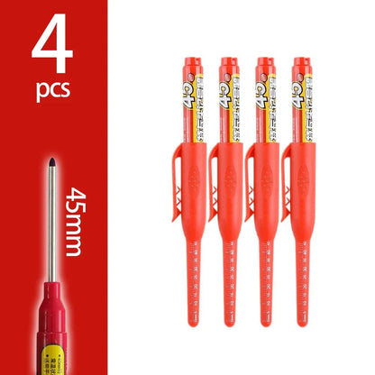 4-60Pcs 45mm Long Nib Head Carpenter Pen Deep Hole Marker Pens Black/Blue/Red/White for Measuring Woodworking Hand Tools - Re