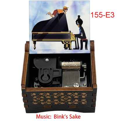 Bink's Wooden Painted Music Box Anime Carved Musical Box Desktop Decoration Sake Melody Christmas Birthday Gift