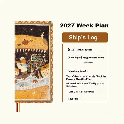 Kinbor 2027 Weekly Planner Pocket Size Notebook Week Plan Notepad Schedule Planning Book Punch Efficiency Manual Daily Writin