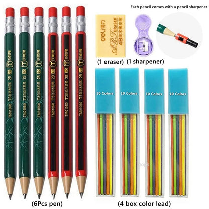 2.0 mm Mechanical Pencils Set 2B Automatic Student Pencils with Sharpener Color Pencil Leads School Pens Kawaii Cute Statione