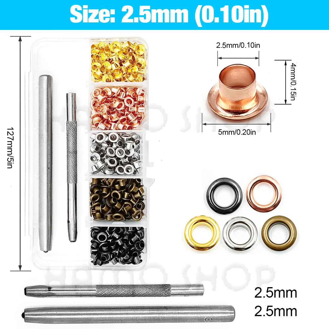 200pcs Metal Eyelet Gromment Kit Eyelet Punch Install Tool Set With Storage Box For LeatherCraft Shoes Belt Cap Bag Tags Clot