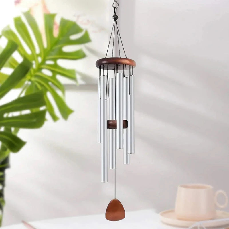 Classic 26 Inch Aluminum Pipe Wind Chimes With Wooden Hanging Tag Farmhouses Terraces Gardens Balcony Corridor Decoration - S