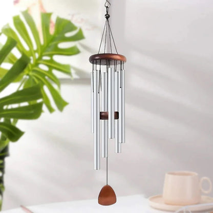 Classic 26 Inch Aluminum Pipe Wind Chimes With Wooden Hanging Tag Farmhouses Terraces Gardens Balcony Corridor Decoration - S