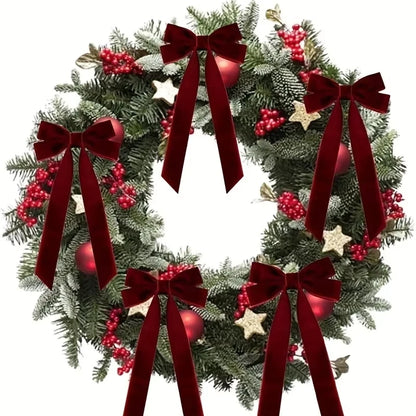 12 pieces of red velvet Christmas tree garlands - Festival gift loops for Christmas wreaths, decorations and folk handicrafts