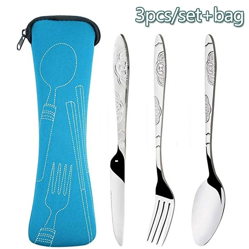 Picnic Set Tableware Washable with Zipper Travel Cutlery Kit Case Portable Pouch for Dinner Household Tool Travel Camping Spo