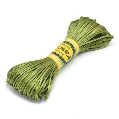 20M 1.5mm Satin Nylon Trim Cord, Rattail Cord Chinese Knot - Army Green