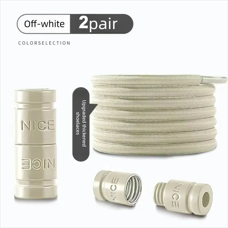 Colorful Metal Lock Sneakers Elastic Shoelaces No Tie Sports Shoe Laces Capsule Lock Stretch Rubber Shoestrings for Easy Wear
