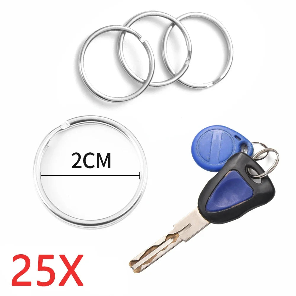 30mm/25mm/20mm Metal Key Rings Keychain Sets Keyfob Anti-rust KeyRings Key Chains Car Key Pendant Split - 25pcs 20mm