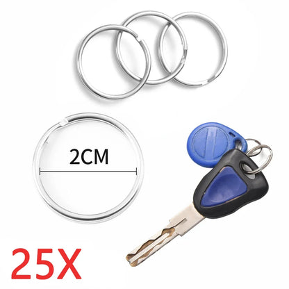 30mm/25mm/20mm Metal Key Rings Keychain Sets Keyfob Anti-rust KeyRings Key Chains Car Key Pendant Split - 25pcs 20mm