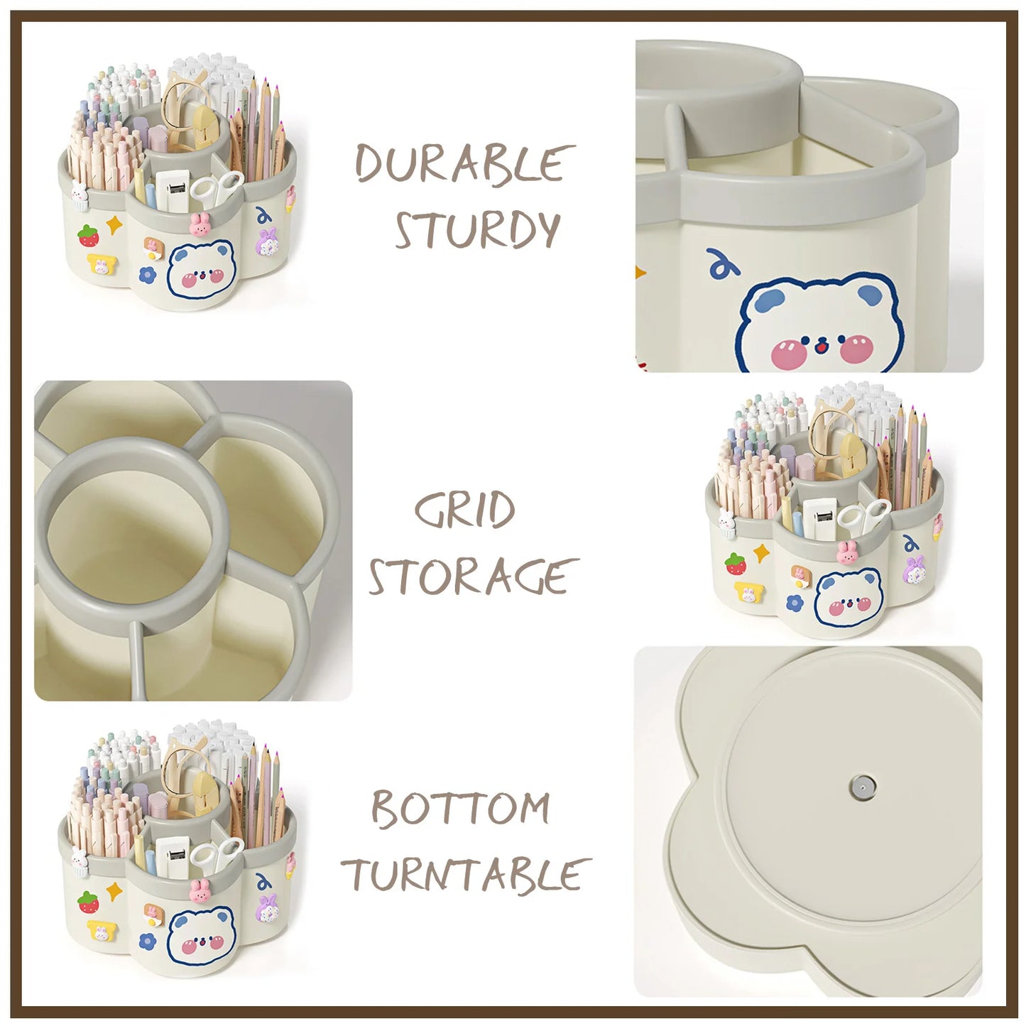 Rotating Pen Holder Desk Organizers Large Capacity Pen Storage Box Cosmetic Brush Organization Box Study Dormitory Accessorie