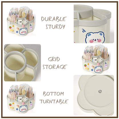 Rotating Pen Holder Desk Organizers Large Capacity Pen Storage Box Cosmetic Brush Organization Box Study Dormitory Accessorie