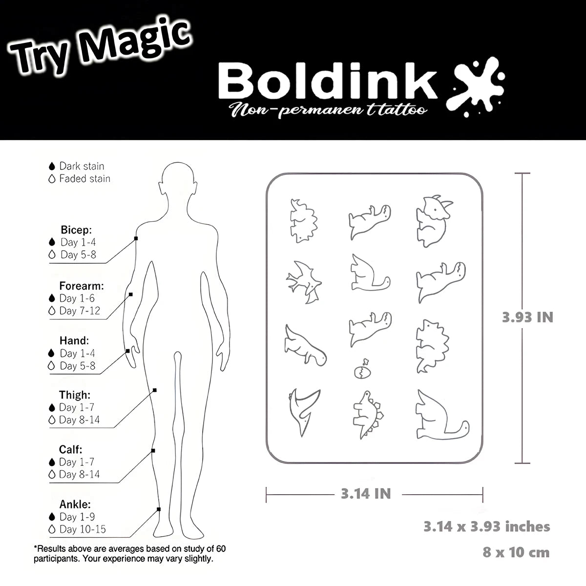 Dinosaurs Temporary Tattoo,Lasts To 15 Days New Technology Magic Waterproof Semi Permanent Sticker.