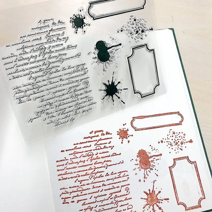 Handwriting Drop Ink Mark Art Scrapbooking Clear Stamps for Junk Journal Background Decoration Craft Supplies Paragraph Desig