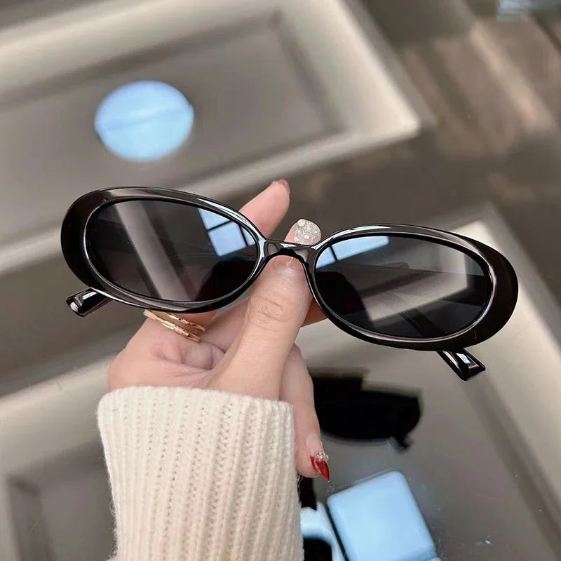 New Oval Vintage Sunglasses Women Designer Fashion Sun Glasses Female Leopard Frame Retro Mirror Oculos De Sol - BlackGray