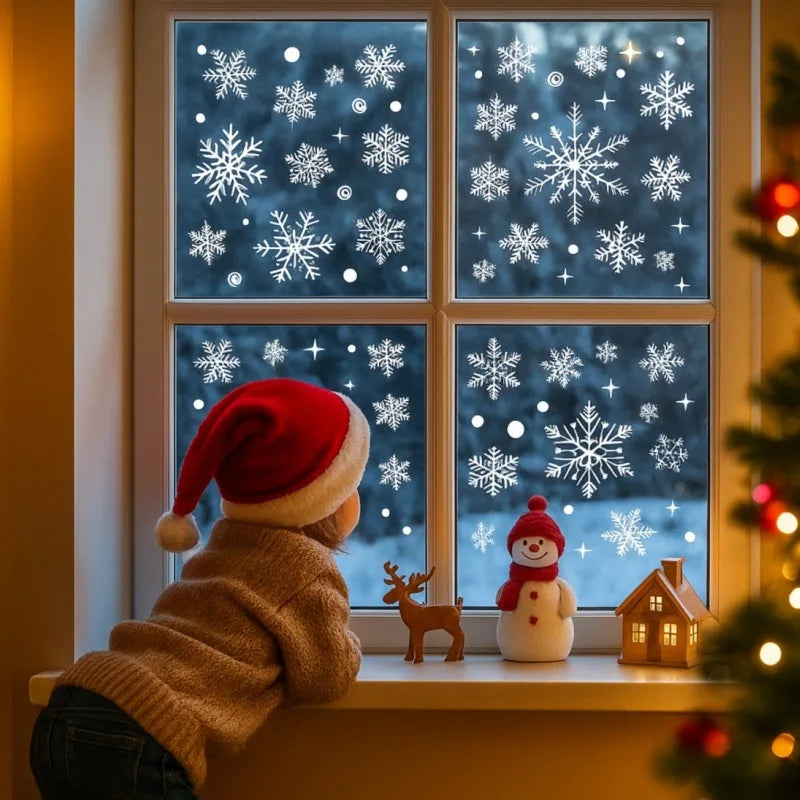 Christmas Decor Window Snowflake Stickers Wall Sticker Glass Window Stickers for Christmas Supplies Home Room New Year Gift