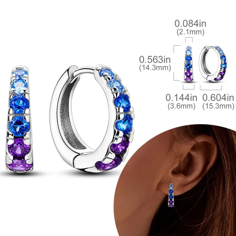925 Sterling Silver Hoops Earrings Hypoallergenic Hoops Earrings With Zirconia Fashion Jewelry for Women Girls - KTE067