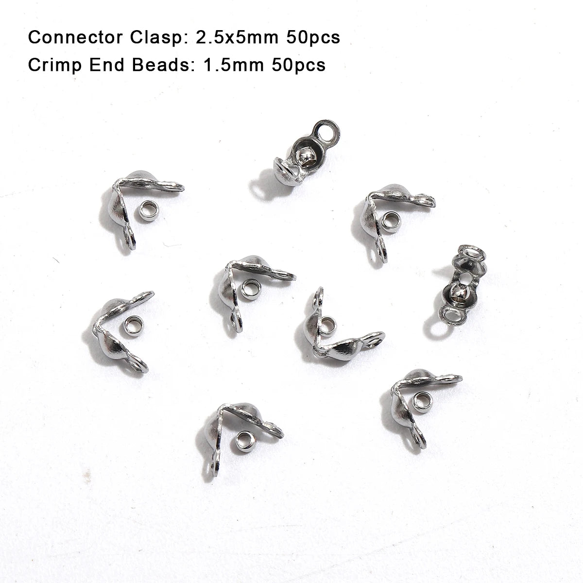 100pcs/lot Stainless Steel Gold Plated Connector Clasp Crimp End Beads For Bracelet Necklace Chains DIY Jewelry Making Suppli