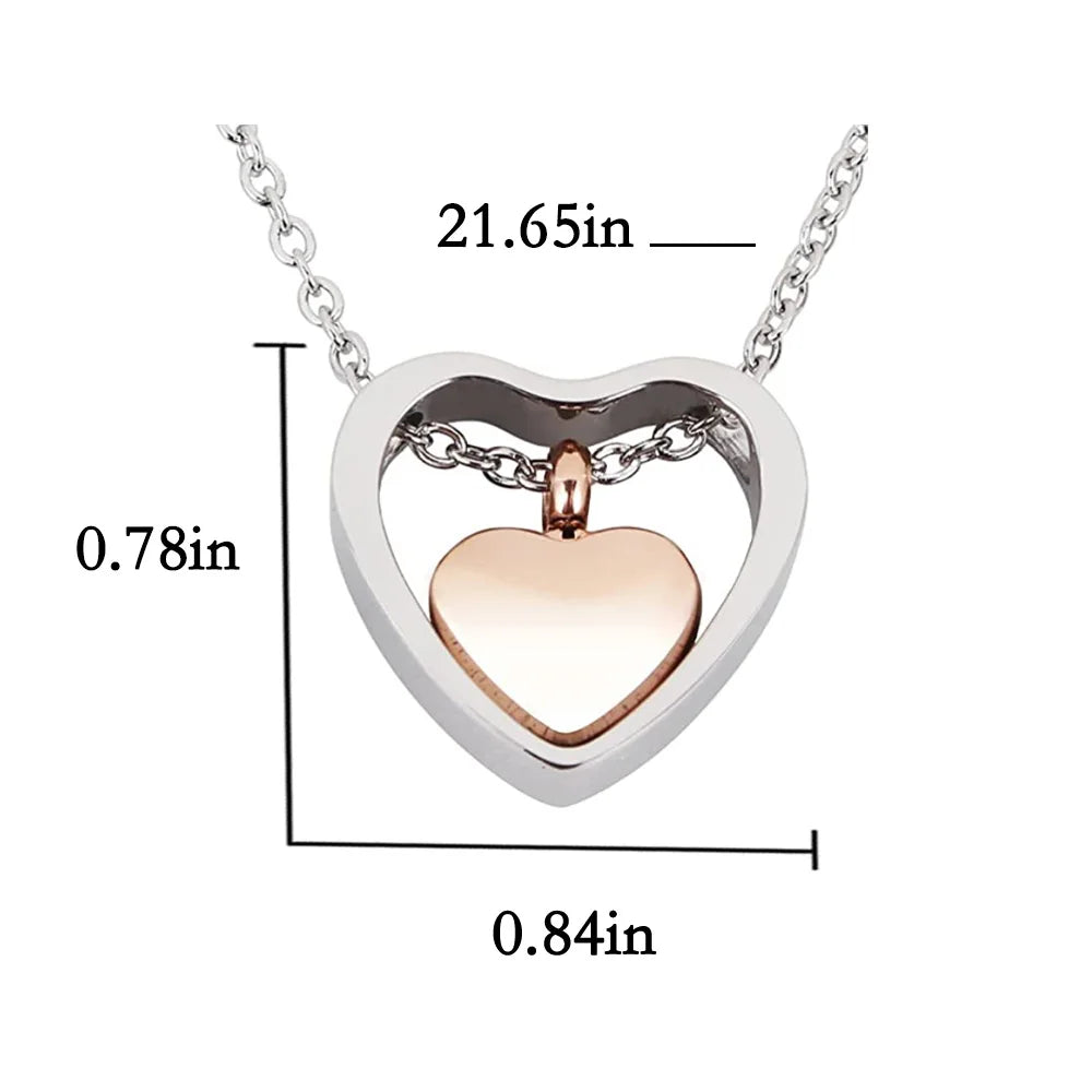 Cremation jewelry double heart ashes necklace 4 colors ashes pendant keepsake waterproof ashes holder jewelry-custom engravin