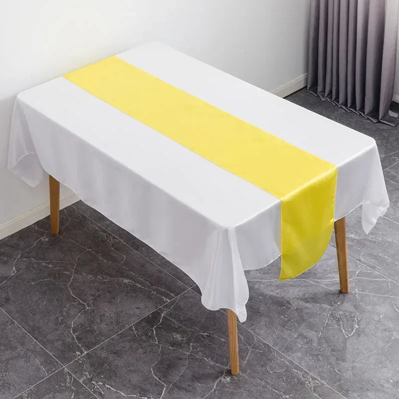 Satin Table Runner Wedding Decoration For Modern Birthday Party Hotel Show Banquet Luxury Design Nice Pattern Wholesale - Yel