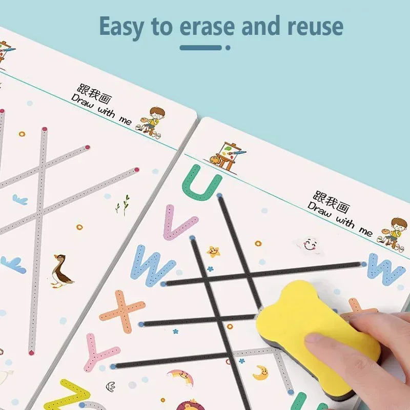 Magical Tracing Workbook Educational Montessori Books for Children Pen Control Training Reusable Calligraphy Copybook for Kid