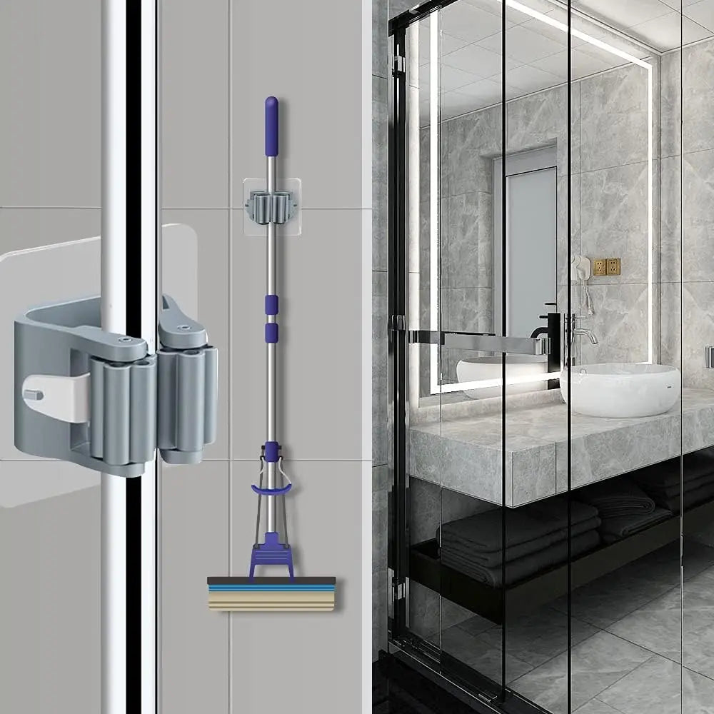 Multi-Purpose Hooks Adhesive Wall Hanging Mop Rack Broom Hanger Hook Kitchen Bathroom Organization Home Organizer Accessories