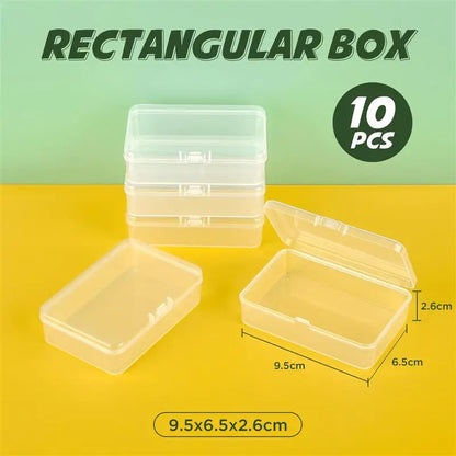 10pcs Plastic Box Rectangular Box Translucent Box Packing Box Storage Box Dustproof Solid Strong Jewelry Storage Case Contain