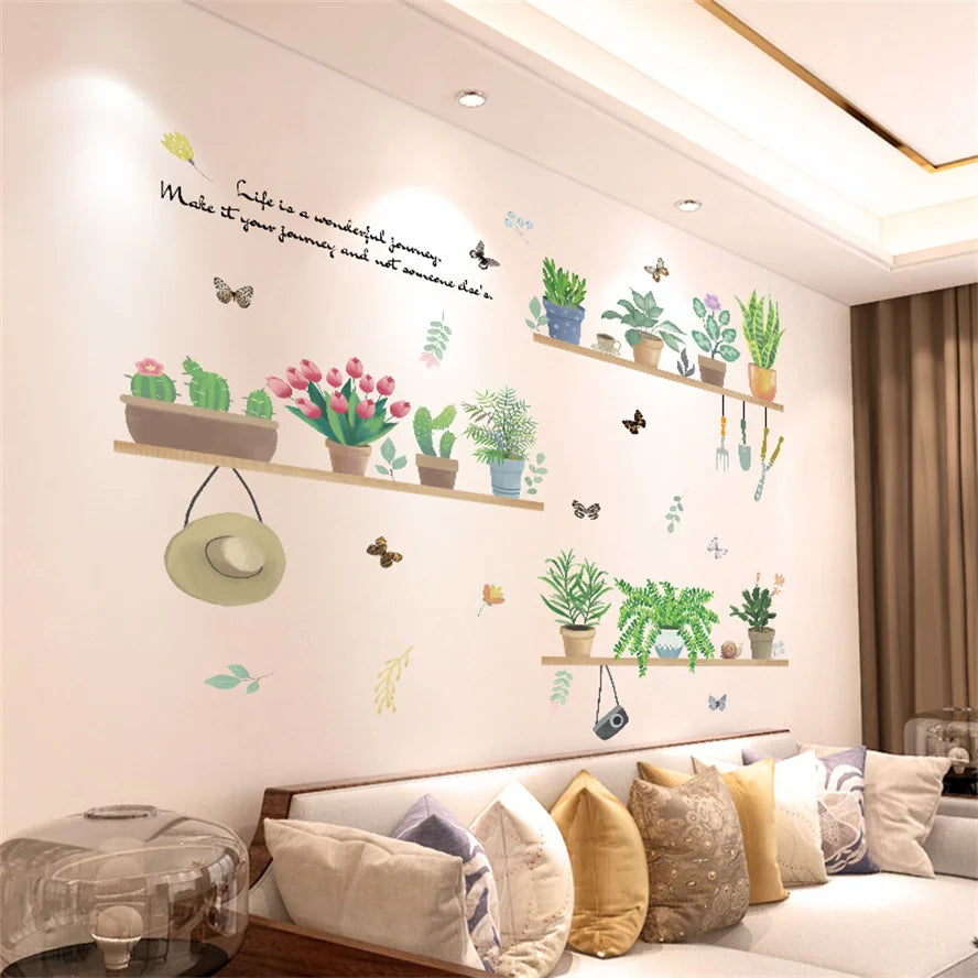 DIY Purple Lavender Living Room Wall Stickers Decor Self-adhesive Flowers Butterfly Wall Decals Mural Bedroom Home Decoration
