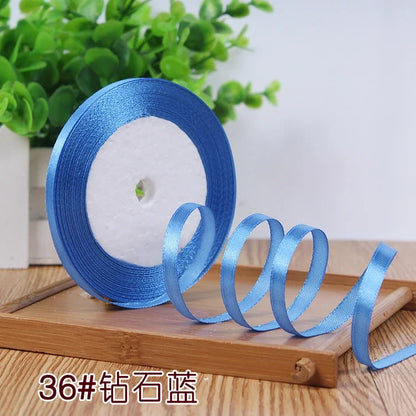 New (25 Yards/lot) 1/4''6mm Single Face Silk Satin Ribbon Wedding Decorative Ribbons Christmas Gift Wrap DIY Handmade Materia