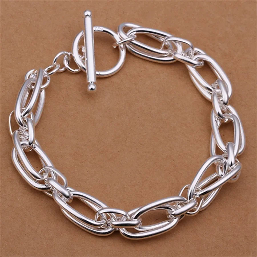 Fine Noble 925 Sterling Silver Solid Chain Bracelet For Women Men Charm Party Gift Wedding party Fashion Jewelry - H320