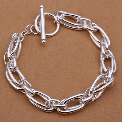 Fine Noble 925 Sterling Silver Solid Chain Bracelet For Women Men Charm Party Gift Wedding party Fashion Jewelry - H320