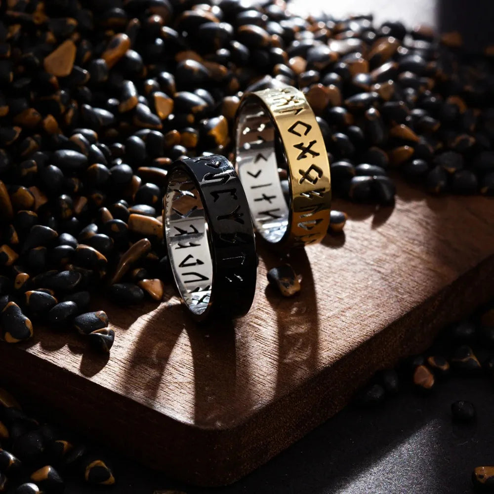 Vintage 6mm Out Odin Norse Viking Amulet Rune Rings for Men Words Ring Wedding Jewelry Valentine's Gifts