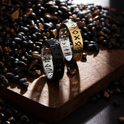 Vintage 6mm Out Odin Norse Viking Amulet Rune Rings for Men Words Ring Wedding Jewelry Valentine's Gifts